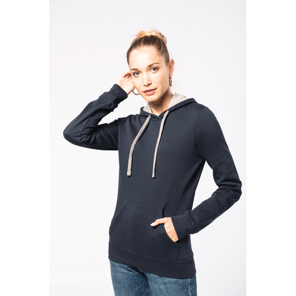 Kariban | Kontrastfarbenes Kapuzen-Sweatshirt für Damen